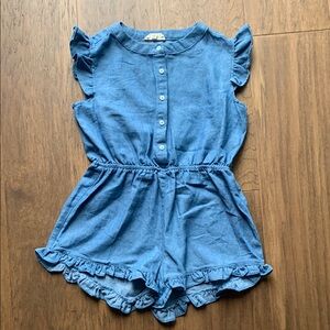 Hayden Blue Flutter Sleeve Romper Denim Country Girls Medium